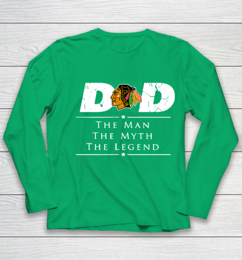 Chicago Blackhawks NHL Ice Hockey Dad The Man The Myth The Legend Youth Long Sleeve 4