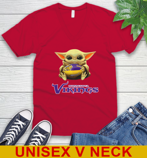 NFL Football Minnesota Vikings Baby Yoda Star Wars Shirt V-Neck T-Shirt 7