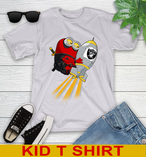 NFL Football Oakland Raiders Deadpool Minion Marvel Shirt Youth T-Shirt 4