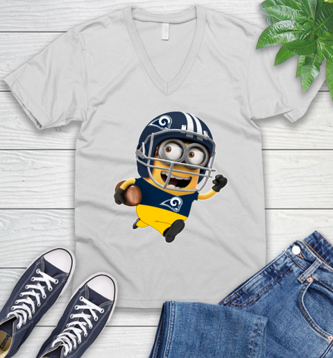 NFL Los Angeles Rams Minions Disney Football Sports V-Neck T-Shirt