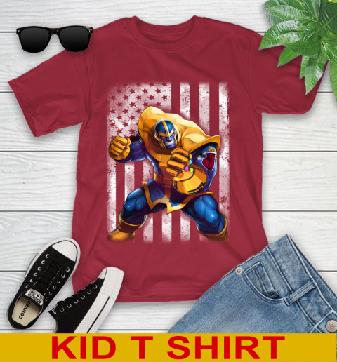 NBA Basketball Miami Heat Thanos Marvel American Flag Shirt Youth T-Shirt 12
