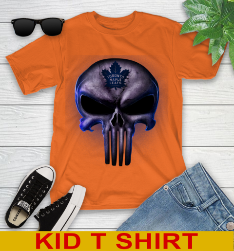 Toronto Maple Leafs NHL Hockey Punisher Skull Sports Youth T-Shirt 8