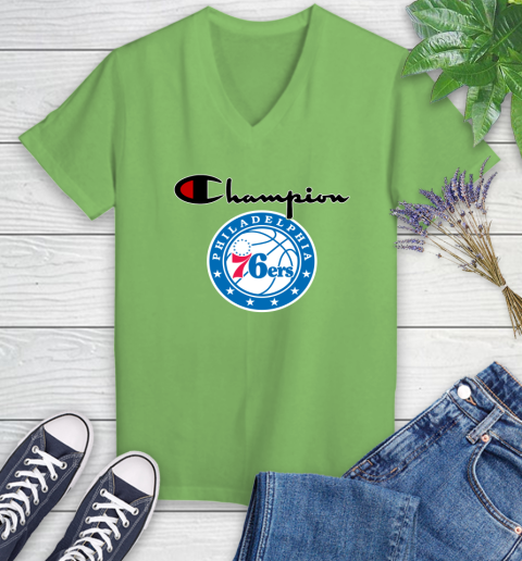 NBA Basketball Philadelphia 76ers Champion Shirt Women's V-Neck T-Shirt 7