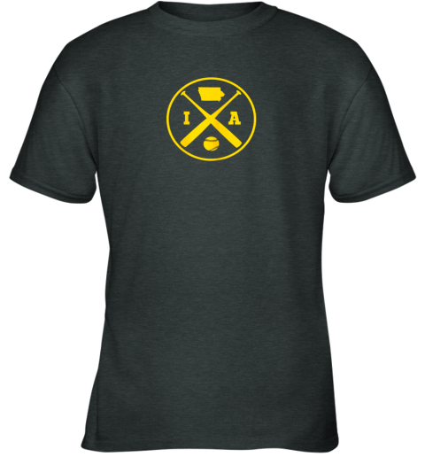 zhlz vintage iowa baseball bats ia state outline youth t shirt 26 front dark heather