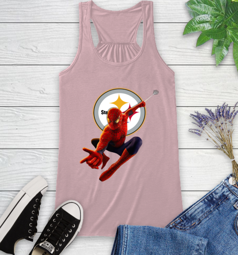 NFL Spider Man Avengers Endgame Football Pittsburgh Steelers Racerback Tank 11