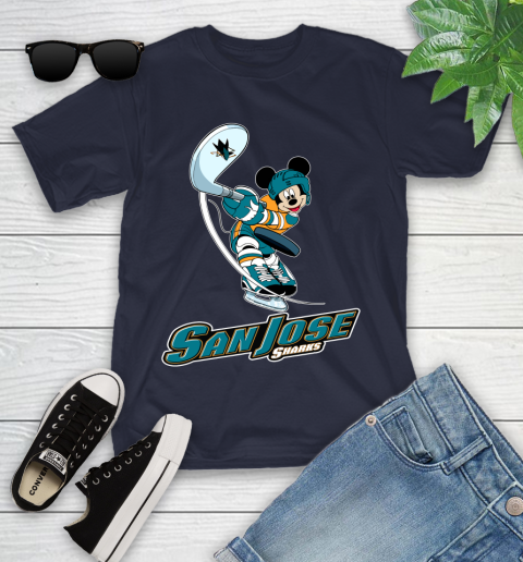 NHL Hockey San Jose Sharks Cheerful Mickey Mouse Shirt Youth T-Shirt 3