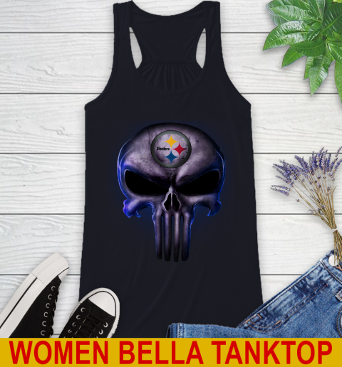 Pittsburgh Steelers NFL Football Punisher Skull Sports Racerback Tank 9 Pittsburgh Steelers NFL Football Punisher Skull Sports Racerback Tank - Image 9