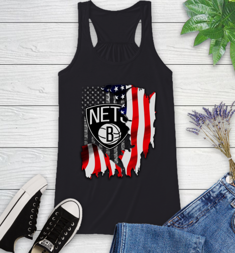 Brooklyn Nets NBA Basketball American Flag Racerback Tank