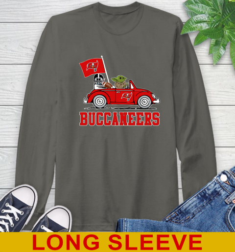 NFL Football Tampa Bay Buccaneers Darth Vader Baby Yoda Driving Star Wars Shirt Long Sleeve T-Shirt 8