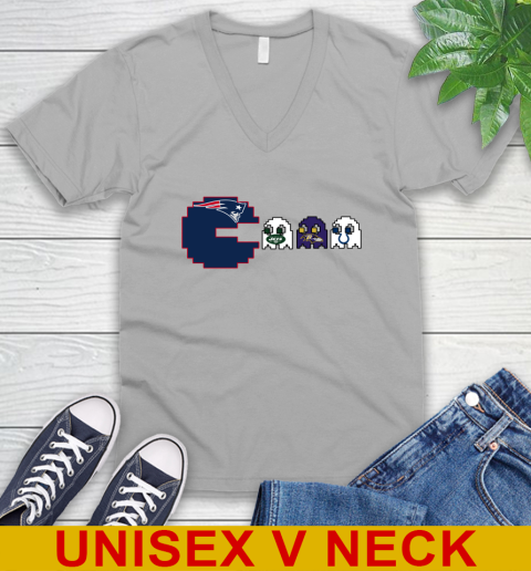 New England Patriots NFL Football Pac Man Champion V-Neck T-Shirt 4
