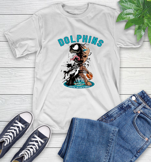 NFL Miami Dolphins Football Venom Groot Guardians Of The Galaxy T-Shirt