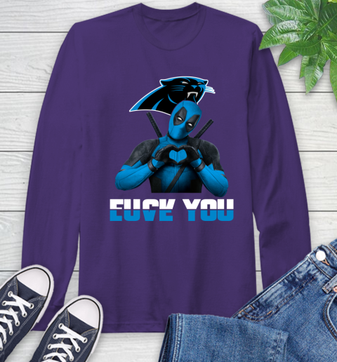 NHL Carolina Panthers Deadpool Love You Fuck You Football Sports Long Sleeve T-Shirt 5