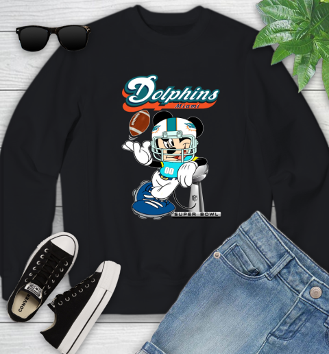 NFL Miami Dolphins Mickey Mouse Disney Super Bowl Football T Shirt Youth Sweatshirt 2