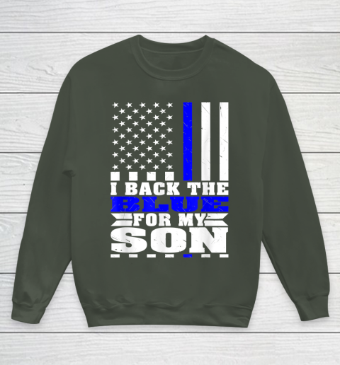 I Back The Blue For My Son Proud Police Mom Dad Cops Parent Thin Blue Line Youth Sweatshirt 8