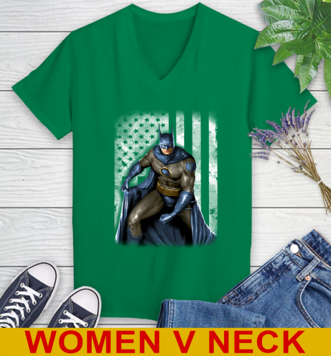 Memphis Grizzlies NBA Basketball Batman DC American Flag Shirt Women's V-Neck T-Shirt 5