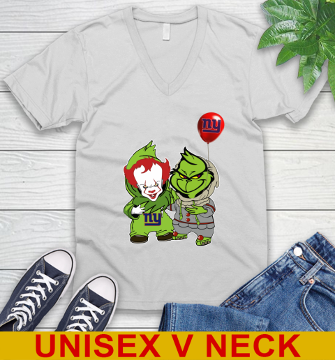 New York Giants Baby Pennywise Grinch Christmas NFL Football V-Neck T-Shirt