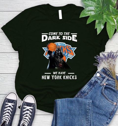 NBA Come To The Dark Side We Have New York Knicks Star Wars Darth Vader Basketball Women's T-Shirt 6