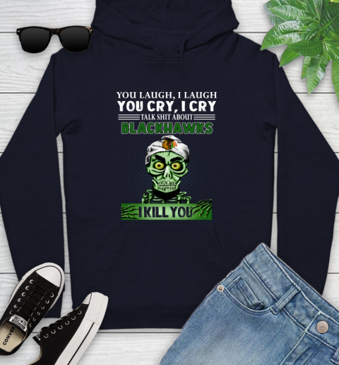 NHL Talk Shit About Chicago Blackhawks I Kill You Achmed The Dead Terrorist Jeffrey Dunham Hockey Youth Hoodie 3