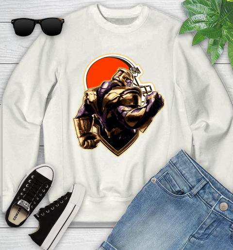 NFL Thanos Avengers Endgame Football Sports Cleveland Browns Youth Sweatshirt