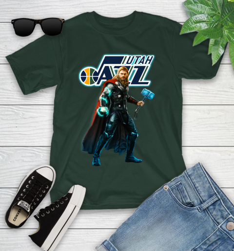 NBA Thor Avengers Endgame Basketball Utah Jazz Youth T-Shirt 5