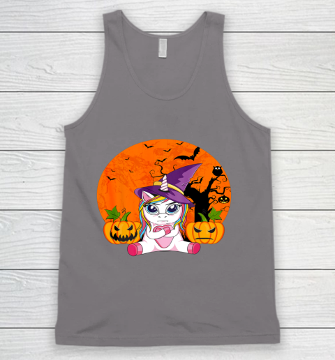Funny Halloween Shirt Women Witchy Hat Unicorn Tank Top 5