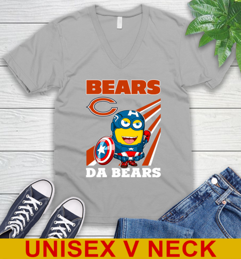 NFL Football Chicago Bears Captain America Marvel Avengers Minion Shirt V-Neck T-Shirt 3