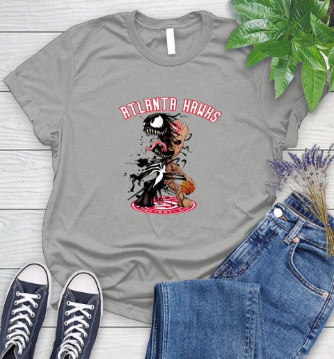 NBA Atlanta Hawks Basketball Venom Groot Guardians Of The Galaxy Women's T-Shirt 10