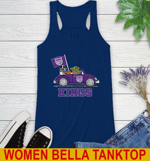 NBA Basketball Sacramento Kings Darth Vader Baby Yoda Driving Star Wars Shirt Racerback Tank 9