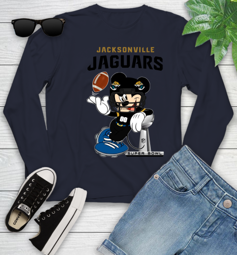 NFL Jacksonville Jaguars Mickey Mouse Disney Super Bowl Football T Shirt Youth Long Sleeve 3