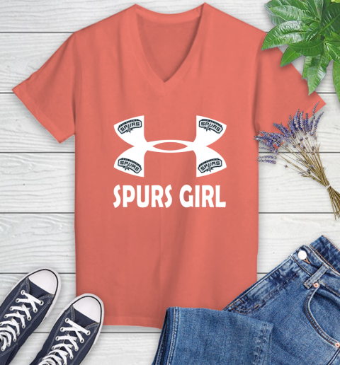NBA San Antonio Spurs Girl Under Armour Basketball Sports Women's V-Neck T-Shirt 6