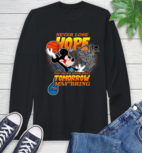 New York Knicks NBA Basketball Mickey Disney Never Lose Hope Long Sleeve T-Shirt