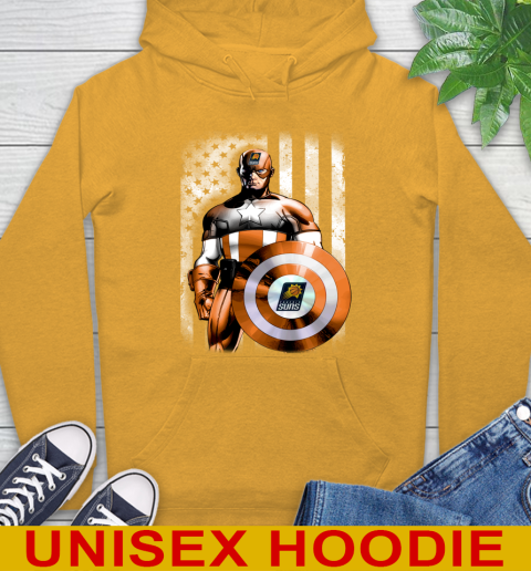 Phoenix Suns NBA Basketball Captain America Marvel Avengers American Flag Shirt Hoodie 2