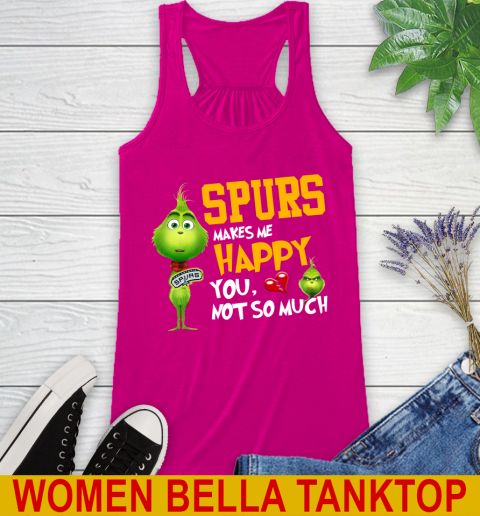 NBA San Antonio Spurs Makes Me Happy You Not So Much Grinch Basketball Sports Racerback Tank 6