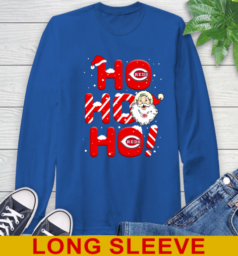 Cincinnati Reds MLB Baseball Ho Ho Ho Santa Claus Merry Christmas Shirt Long Sleeve T-Shirt 11