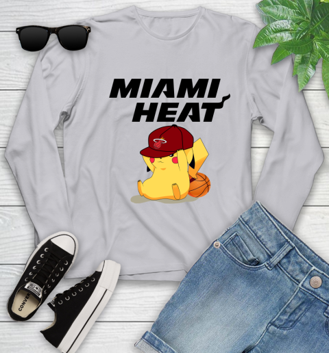 NBA Pikachu Basketball Sports Miami Heat Youth Long Sleeve 5
