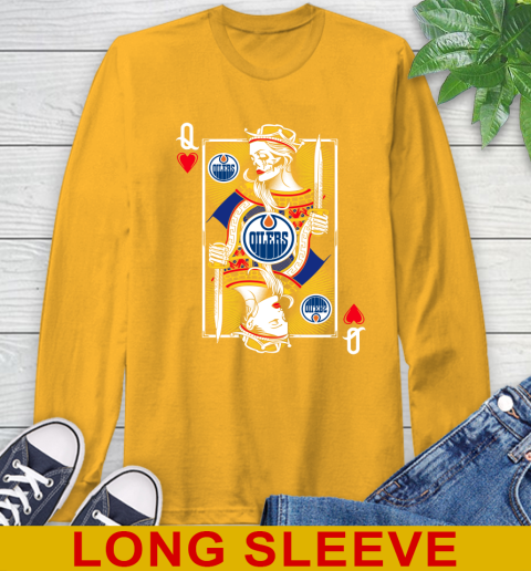NHL Hockey Edmonton Oilers The Queen Of Hearts Card Shirt Long Sleeve T-Shirt 2