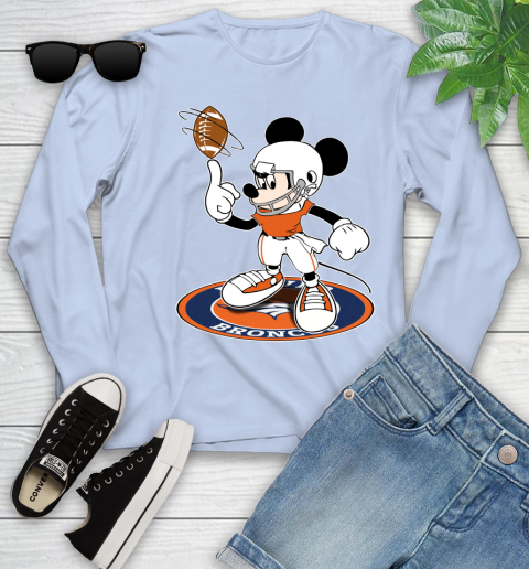 NFL Football Denver Broncos Cheerful Mickey Disney Shirt Youth Long Sleeve 9