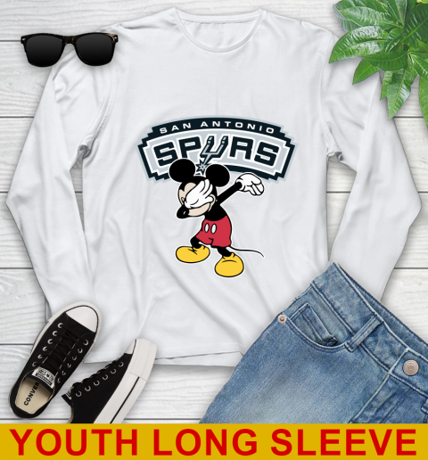 San Antonio Spurs NBA Basketball Dabbing Mickey Disney Sports Youth Long Sleeve