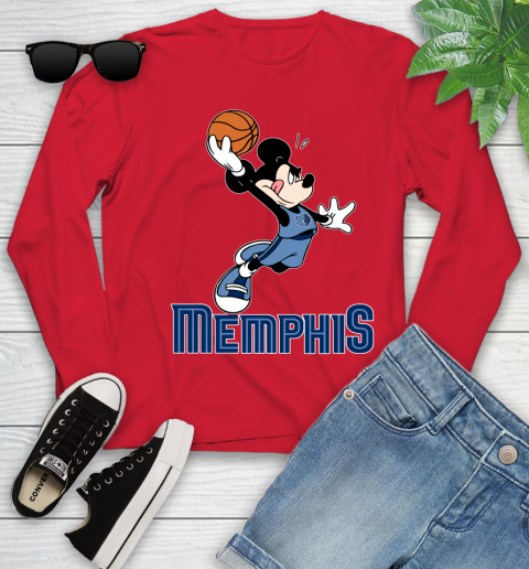 NBA Basketball Memphis Grizzlies Cheerful Mickey Mouse Shirt Youth Long Sleeve 11