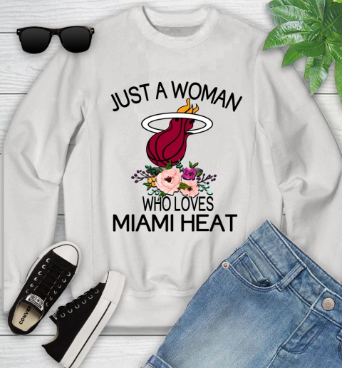 NBA Just A Woman Who Loves Miami Heat Basketball Sports Youth Sweatshirt