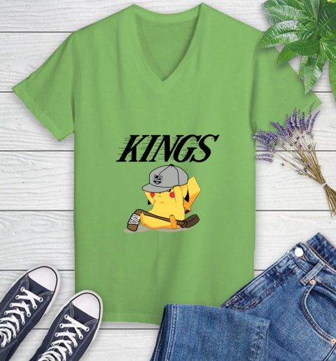 NHL Pikachu Hockey Sports Los Angeles Kings Women's V-Neck T-Shirt 11