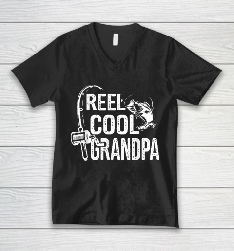 Grandpa Funny Gift Apparel  Reel Cool Grandpa Fishing Lover Gift For V-Neck T-Shirt