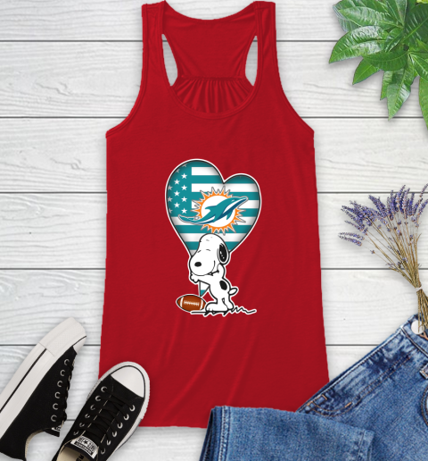 Miami Dolphins NFL Football The Peanuts Movie Adorable Snoopy Racerback Tank 6