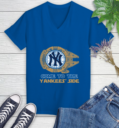 MLB Come To The New York Yankees Sox Side Star Wars Baseball Sports Women's V-Neck T-Shirt 10