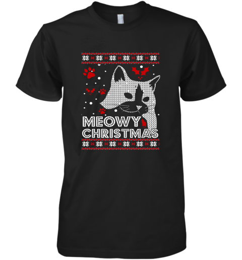 Meowy Christmas Ugly Christmas Holiday Adult Crewneck Premium Men's T-Shirt