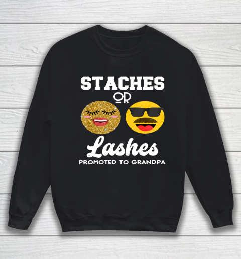Promoted to Grandpa Lashes or Staches Gender Reveal Party Sweatshirt