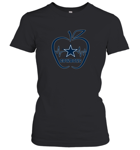 Apple Heartbeat Teacher Symbol Dallas Cowboys Women's T-Shirt