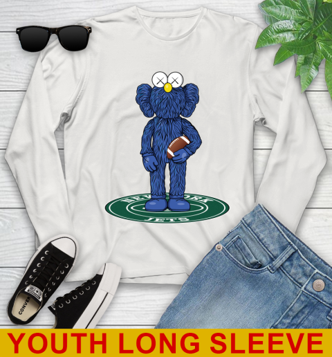 NFL Football New York Jets Kaws Bff Blue Figure Shirt Youth Long Sleeve 12