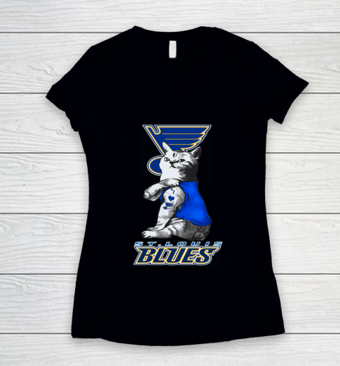 NHL My Cat Loves St.Louis Blues Hockey Women's V-Neck T-Shirt