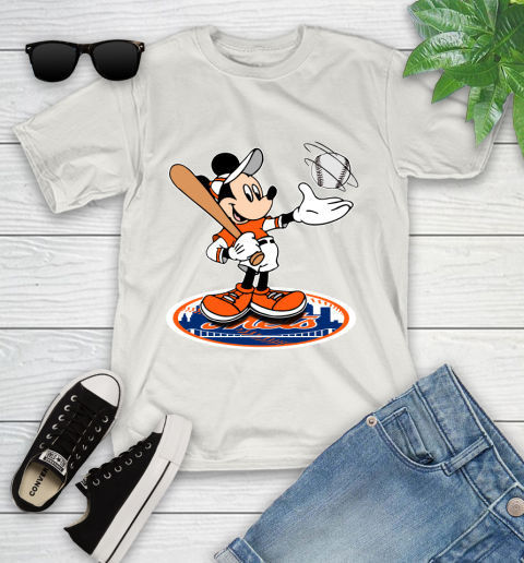 MLB Baseball New York Mets Cheerful Mickey Disney Shirt Youth T-Shirt 12